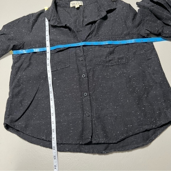 Anthropologie Cloth & Stone Speckled Long Sleeve Charcoal Gray Blouse - Picture 5 of 6